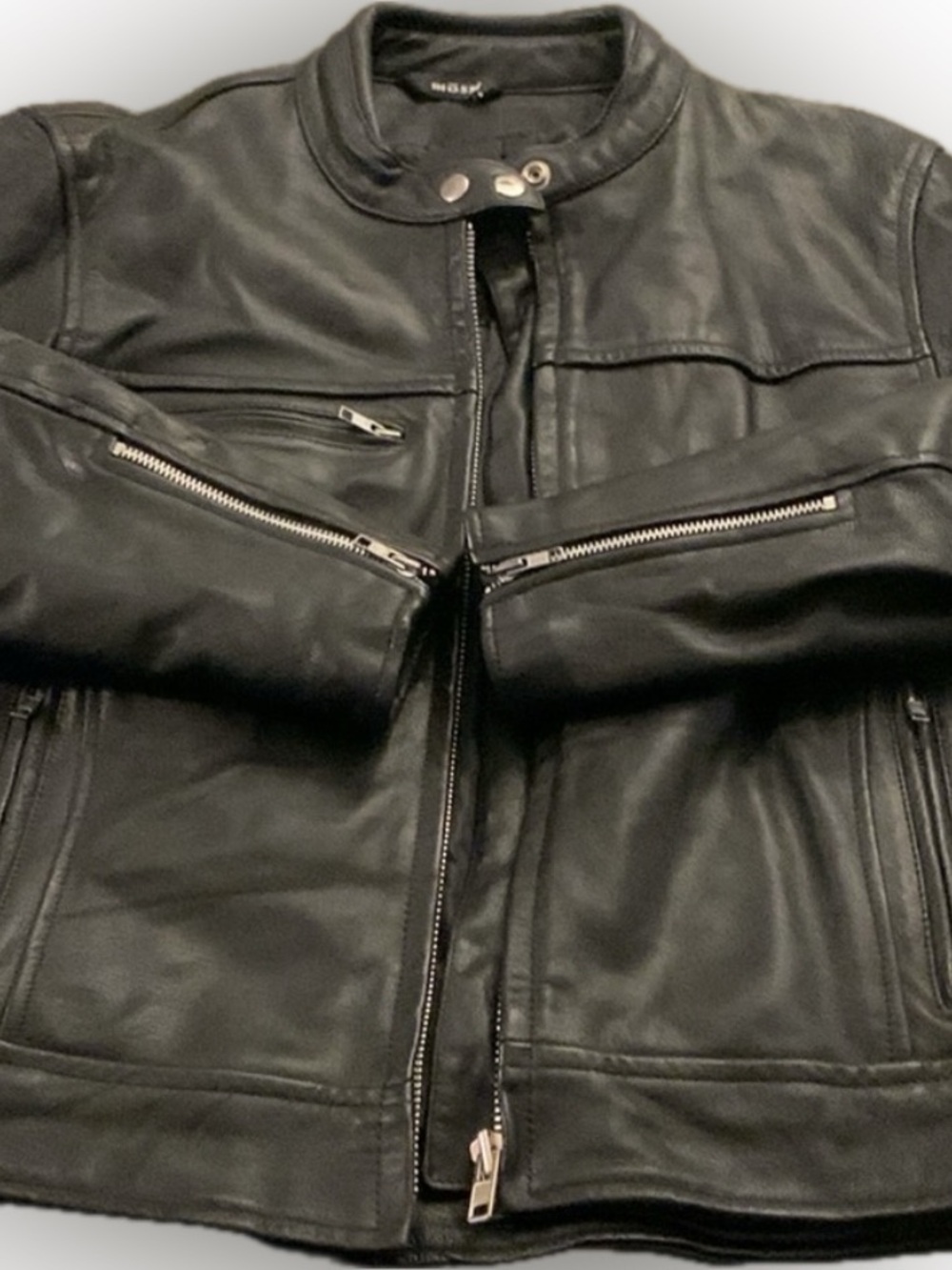 Women’s Black Leather Jacket - Classic Zip Front